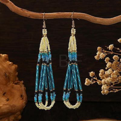 Bohemian Handmade Glass Seed Beads Dangle Earrings CZ5309-1
