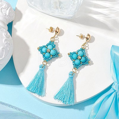 Synthetic Turquoise Stud Earrings EJEW-MZ00282-04-1