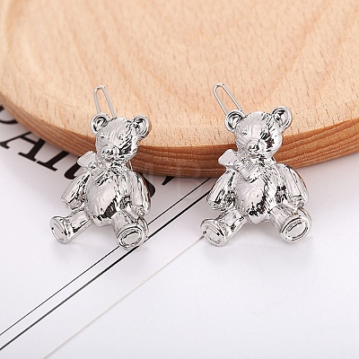 Bear Alloy Hair Barrettes AJEW-A056-03A-P-1