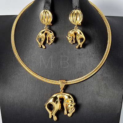 Brass Stud Earrings & Pendant Necklaces Sets for Women FS-WGFF87F-02-1