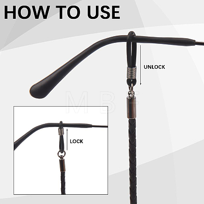2Pcs 2 Styles Cowhide Neck Strap for Eyeglasses AJEW-CL0004-76B-1