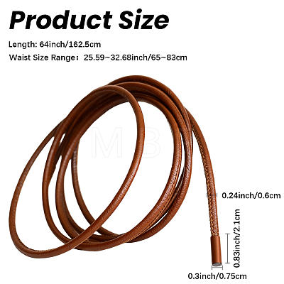 Round PU Leather Cord Tie Knot Belts for Dress DIY-WH20007-802A-04-1