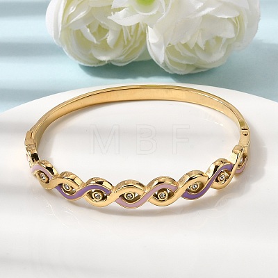 304 Stainless Steel Enamel Hinged Bangles for Women BJEW-B168-04G-02-1