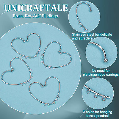 Unicraftale 12Pcs Brass Ear Cuff Findings FIND-UN0002-16P-1