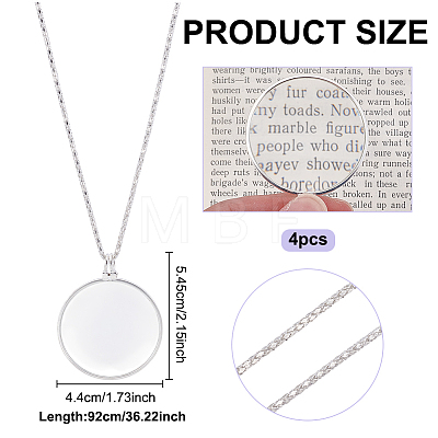 4Pcs Alloy Magnifying Glass Flat Round Pendant Long Necklaces NJEW-UN0001-75B-1
