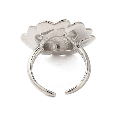 Flower Brass Open Cuff Rings RJEW-A046-06P-1