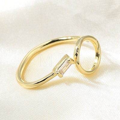 Brass Micro Pave Clear Cubic Zirconia Cuff Rings RJEW-F103-05-G-1