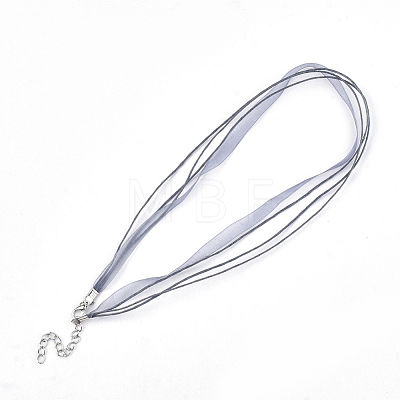 Waxed Cord and Organza Ribbon Necklace Making NCOR-T002-319-1