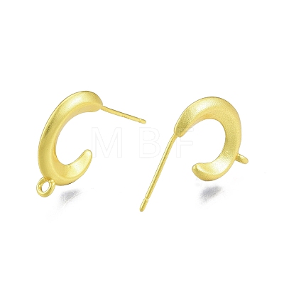 Rack Plating C-Shape Brass Stud Earring Findings KK-G437-12MG-1