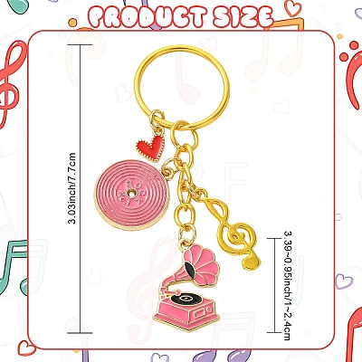 Alloy Enamel Disc & Gramophone & Musical Note Pendant Decorations KEYC-YW00286-04-1