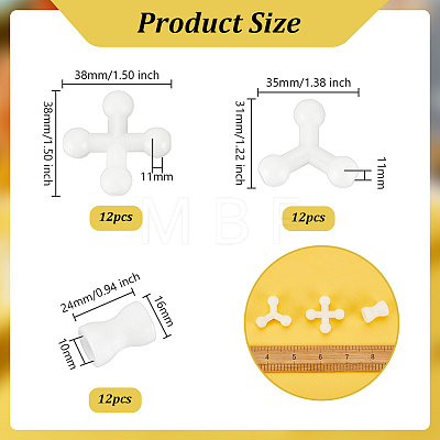 Olycraft 36Pcs 3 Styles Plastic Doll Joints KY-OC0001-35-1