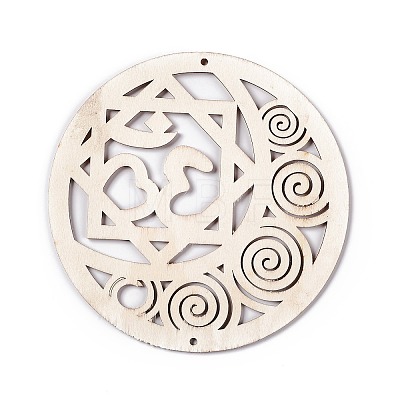 DIY Unfinished Bohemian Meditation Energy Symbol Wood Pendant Decoration Kits DIY-B060-01-1