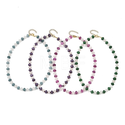 Dyed Natural White Jade Rondelle Beaded Necklaces for Women NJEW-JN06683-1
