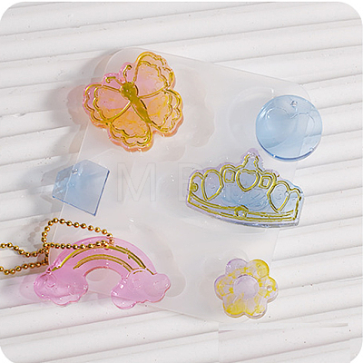 Rainbow/Butterfly/Crown Pendant DIY Silicone Mold X1-DIY-K073-09D-1