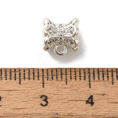 Flower Brass Micro Pave Cubic Zirconia Tube Bails KK-C072-05A-S-1