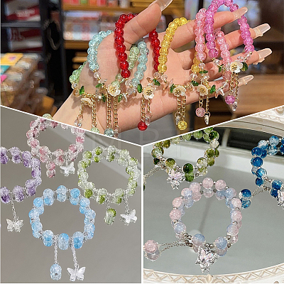 5 Strands Spray Painted Crackle Glass Beads Strands CCG-PA0001-08A-1