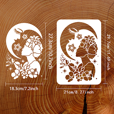2Pcs 2 Styles Environmental Protection Theme Plastic Drawing Painting Stencils Templates Sets DIY-WH0172-916-1
