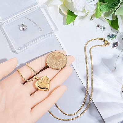 1Pc Stainless Steel Paw Print Heart Urn Ashes Pendant Necklaces NJEW-CN0001-15G-1