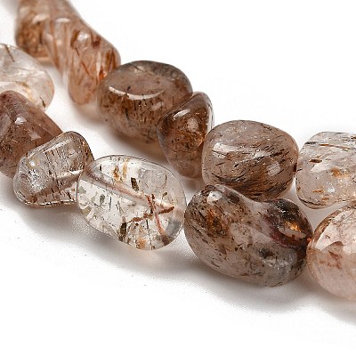 Natural Black Gold Rutilated Quartz Beads Strands G-P497-01E-75-1