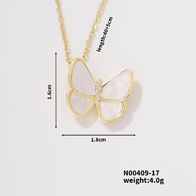 Fashionable Brass Clear Cubic Zirconia Pendant Cable Chain Necklaces for Women FN2830-1-1