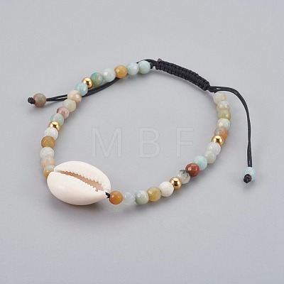 Natural Mixed Stone Braided Bead Bracelets BJEW-JB04079-1