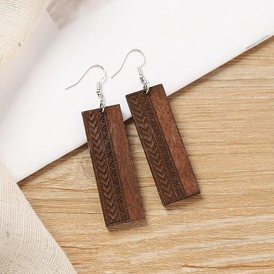 Bohemian Wood Dangle Earrings WG7FE60-06-1