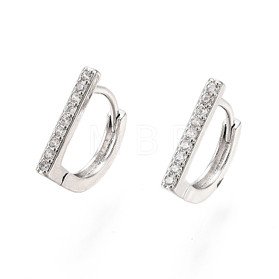 Clear Cubic Zirconia Rectangle Hoop Earrings EJEW-G321-03P-1