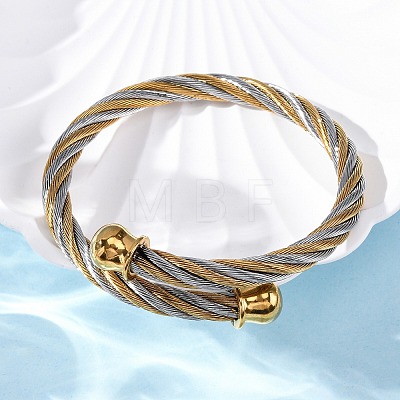 304 Stainless Steel Torque Bangles for Women BJEW-P310-10GP-1