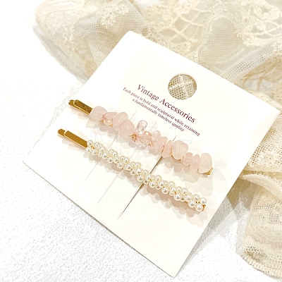 Imitation Pearl Iron Alligator Hair Clips Sets PW-WGF400E-04-1