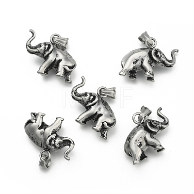 Retro 316 Surgical Stainless Steel Elephant Pendants STAS-E096-15AS-1