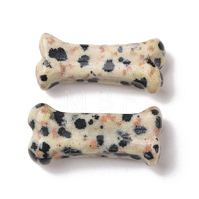 Natural Dalmatian Jasper Dog Bone Shape Sculptures DJEW-G033-01A-10-1