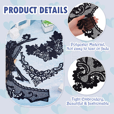 4Pcs 4 Styles Polyester Computerized Embroidery Collar DIY-TA0015-70-1