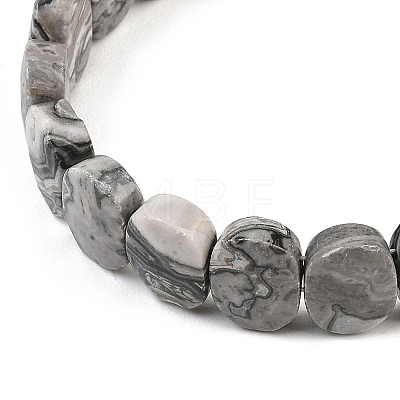 Natural Ocean Jasper Oval Beaded Stretch Bracelet G-E010-01-14-1