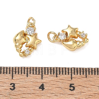 High Polished Ocean Brass Micro Pave Clear Cubic Zirconia Pendants CU-CBAF3CF-02G-01-1