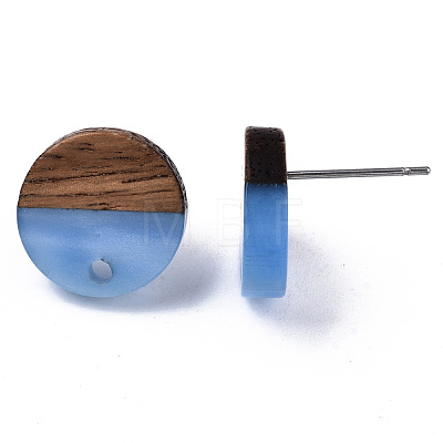 Resin & Walnut Wood Stud Earring Findings MAK-N032-007A-H02-1