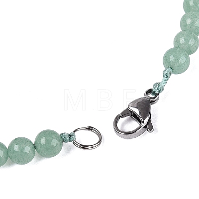 Natural Green Aventurine Round Beaded Fan Bib Necklaces NJEW-N064-04E-1