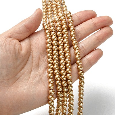 Eco-Friendly Dyed Glass Pearl Beads Strands HY-A008-6mm-RB068-1