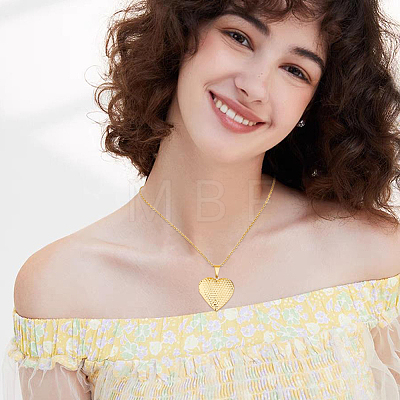 304 Stainless Steel Heart Locket Pendant Necklaces for Photo NJEW-WH0020-97B-1