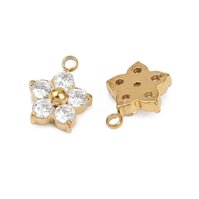 304 Stainless Steel Micro Pave Cubic Zirconia Charms STAS-B088-01G-02-1