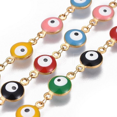 Handmade 304 Stainless Steel Enamel Chains CHS-P009-01G-01-1