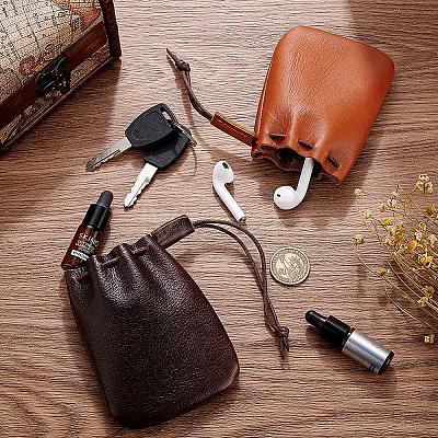 Leather Drawstring Wallets AJEW-WH0307-67C-1