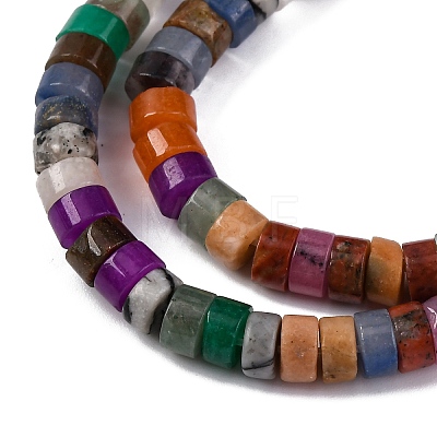 Natural White Jade & Black Netstone & Red Aventurine Disc Beads Strands G-M092-A-01-1