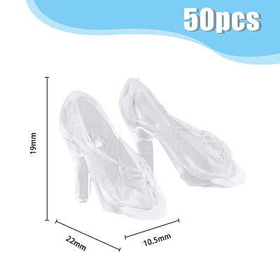 50 Pairs Transparent Plastic Mini High-heeled Shoes DJEW-FH0001-15-1