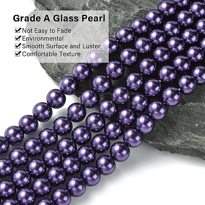 Eco-Friendly Dyed  Glass Pearl Round Beads Strands HY-A002-8mm-RB099-1