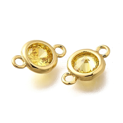 Brass Cubic Zirconia Connector Charms KK-Q043-24G-1