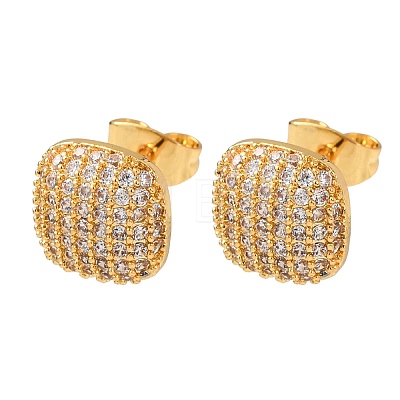 Brass Micro Pave Cubic Zirconia Stud Earrings EJEW-F418-15G-1