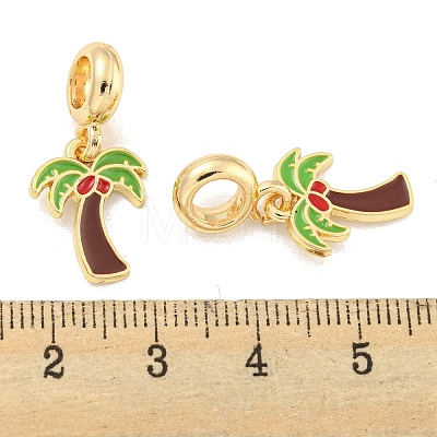 Rack Plating Alloy Enamel Coconut Tree European Dangle Charms FIND-B034-51G-01-1