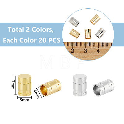 Unicraftale 40Pcs 2 Colors 304 Stainless Steel Cord End Caps STAS-UN0056-75-1