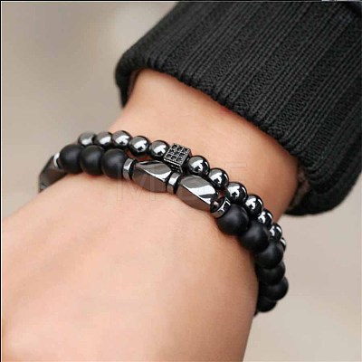 Black Matte Bracelet Micro Pave Zircon Crown ZZ8347-11-1