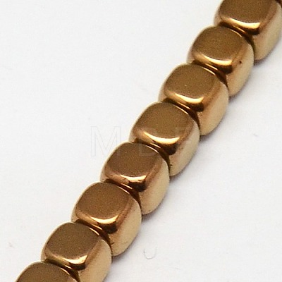 Electroplate Non-magnetic Synthetic Hematite Beads Strands G-J172-4x4mm-05-1